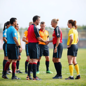 Grassroots referees meeting local referees and shaking their hands - Durham County Referees’ Association